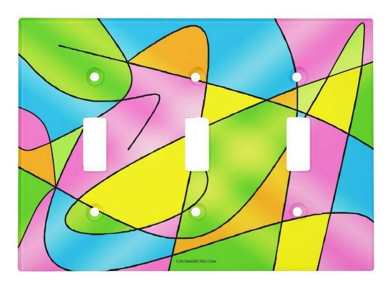 Light Switch Covers-ABSTRACT CURVES #2 Single, Double &amp; Triple-Toggle Light Switch Covers-Multicolor Light-from COLORADDICTED.COM-