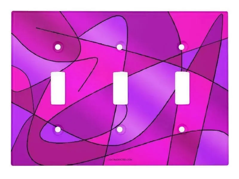 Toggle Light Switch Covers-ABSTRACT CURVES #2 Single, Double & Triple-Toggle Light Switch Covers-Purples & Violets & Fuchsias & Magentas-from COLORADDICTED.COM-