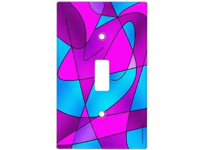 Toggle Light Switch Covers-ABSTRACT CURVES #2 Single, Double & Triple-Toggle Light Switch Covers-Purples & Violets & Fuchsias & Turquoises-from COLORADDICTED.COM-