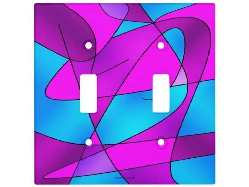 Toggle Light Switch Covers-ABSTRACT CURVES #2 Single, Double & Triple-Toggle Light Switch Covers-Purples & Violets & Fuchsias & Turquoises-from COLORADDICTED.COM-