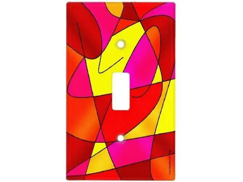 Toggle Light Switch Covers-ABSTRACT CURVES #2 Single, Double & Triple-Toggle Light Switch Covers-Reds & Oranges & Yellows & Fuchsias-from COLORADDICTED.COM-