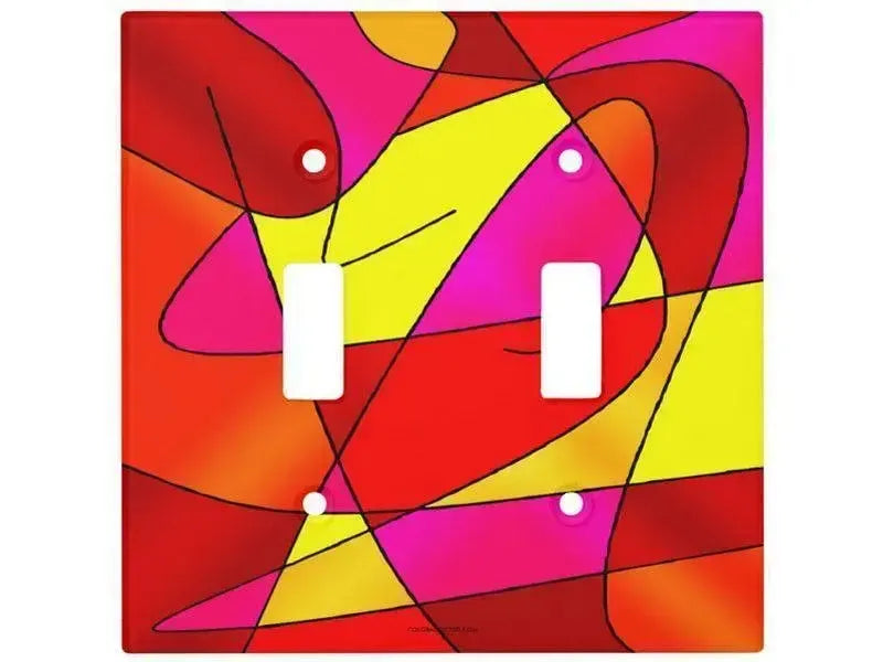 Toggle Light Switch Covers-ABSTRACT CURVES #2 Single, Double & Triple-Toggle Light Switch Covers-Reds & Oranges & Yellows & Fuchsias-from COLORADDICTED.COM-