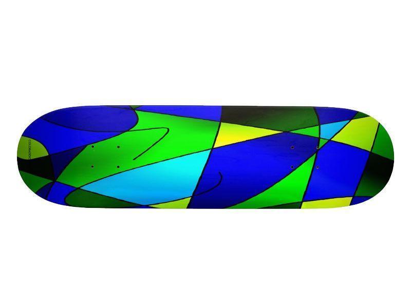 Skateboard Decks-ABSTRACT CURVES #2 Skateboard Decks-Blues &amp; Greens-from COLORADDICTED.COM-