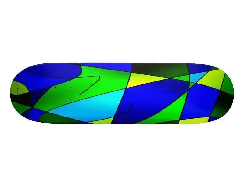 Skateboard Decks-ABSTRACT CURVES #2 Skateboard Decks-Blues & Greens-from COLORADDICTED.COM-