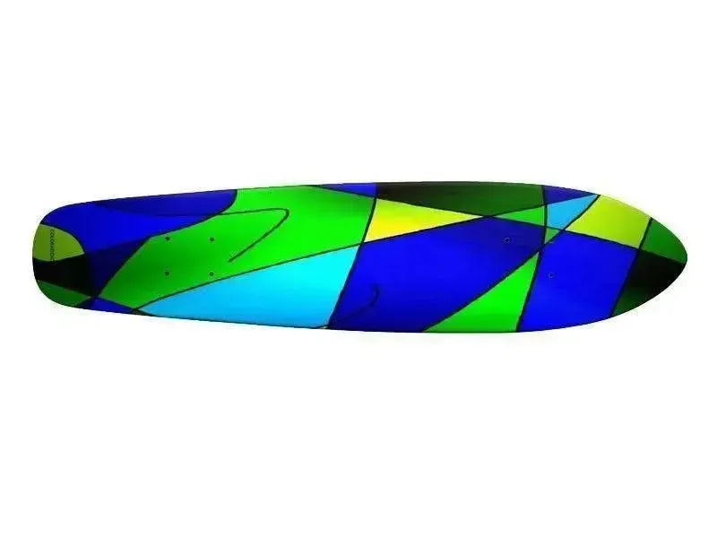 Skateboard Decks-ABSTRACT CURVES #2 Skateboard Decks-Blues & Greens-from COLORADDICTED.COM-