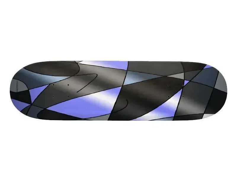 Skateboard Decks-ABSTRACT CURVES #2 Skateboard Decks-Grays & Light Blues-from COLORADDICTED.COM-