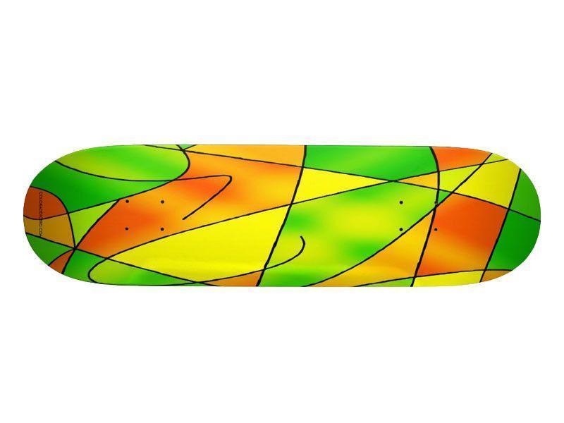 Skateboard Decks-ABSTRACT CURVES #2 Skateboard Decks-Greens &amp; Oranges &amp; Yellows-from COLORADDICTED.COM-