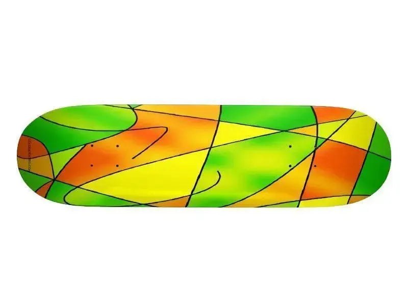 Skateboard Decks-ABSTRACT CURVES #2 Skateboard Decks-Greens & Oranges & Yellows-from COLORADDICTED.COM-