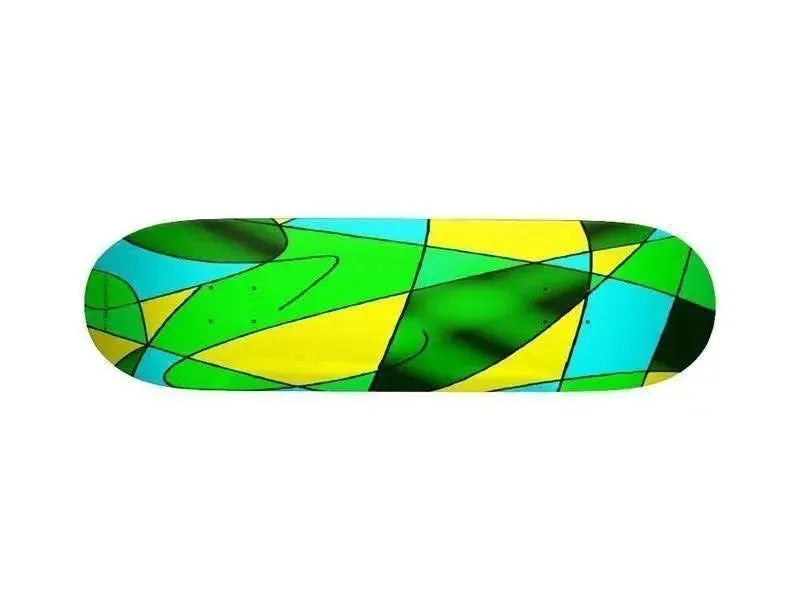 Skateboard Decks-ABSTRACT CURVES #2 Skateboard Decks-Greens & Yellows & Light Blues-from COLORADDICTED.COM-