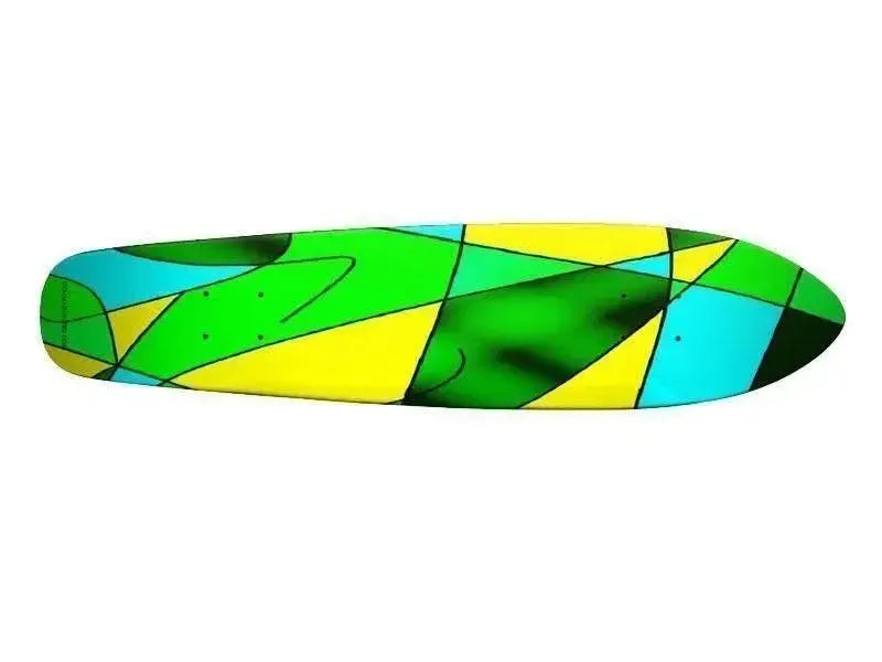 Skateboard Decks-ABSTRACT CURVES #2 Skateboard Decks-Greens & Yellows & Light Blues-from COLORADDICTED.COM-