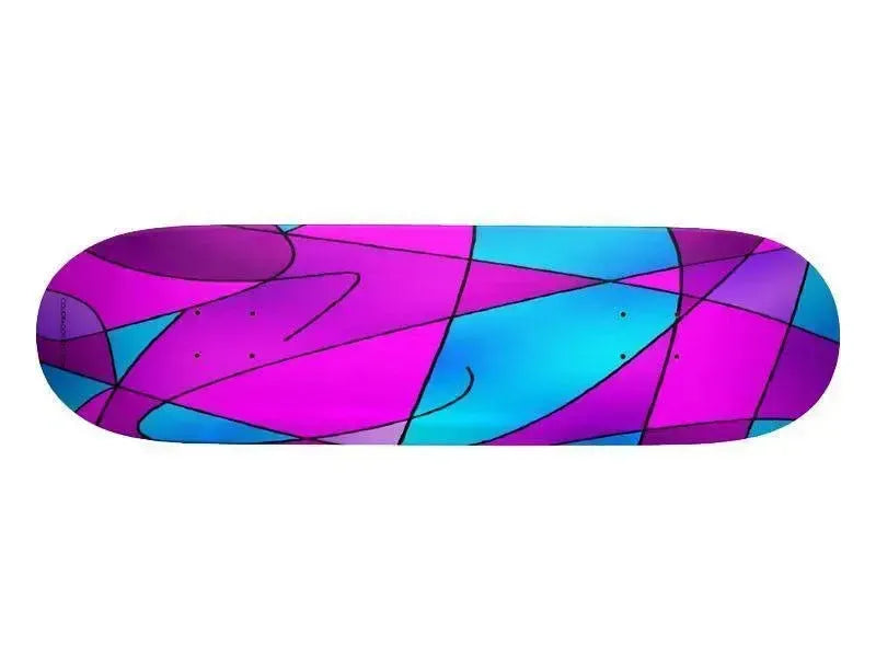 Skateboard Decks-ABSTRACT CURVES #2 Skateboard Decks-Purples & Violets & Fuchsias & Turquoises-from COLORADDICTED.COM-