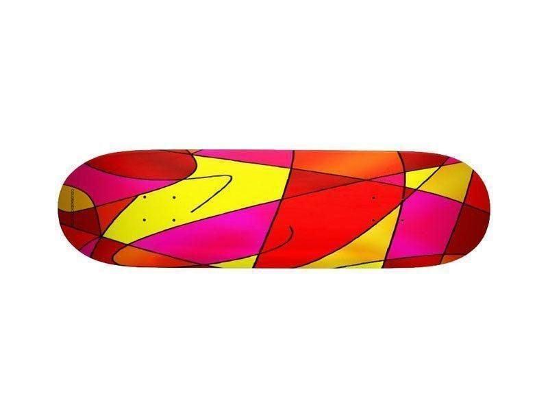 Skateboard Decks-ABSTRACT CURVES #2 Skateboard Decks-Reds &amp; Oranges &amp; Yellows &amp; Fuchsias-from COLORADDICTED.COM-
