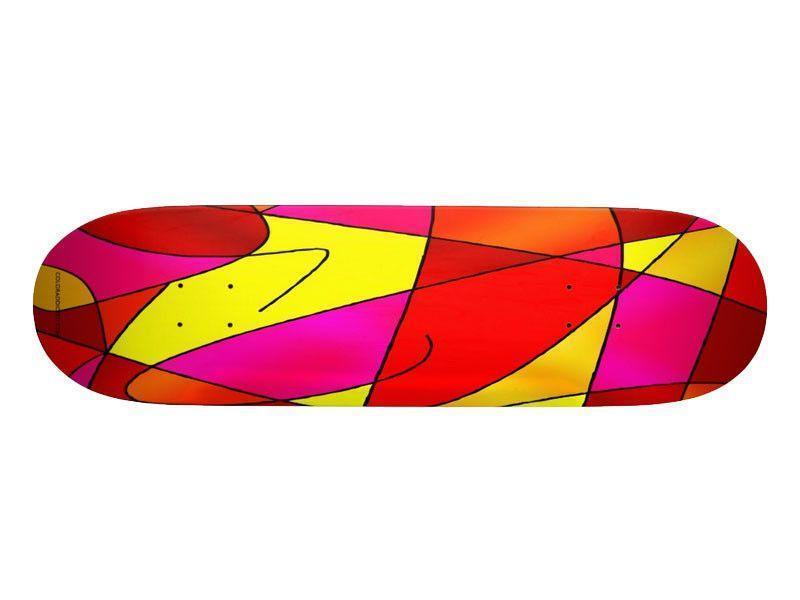 Skateboard Decks-ABSTRACT CURVES #2 Skateboard Decks-Reds &amp; Oranges &amp; Yellows &amp; Fuchsias-from COLORADDICTED.COM-