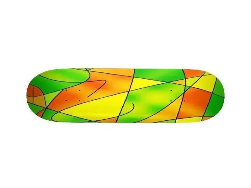 Skateboards-ABSTRACT CURVES #2 Skateboards-Greens & Oranges & Yellows-from COLORADDICTED.COM-