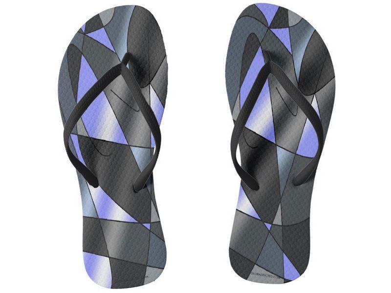 Flip Flops-ABSTRACT CURVES #2 Slim-Strap Flip Flops-Grays &amp; Light Blues-from COLORADDICTED.COM-