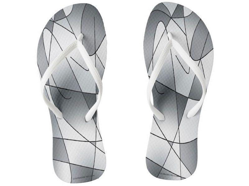 Flip Flops-ABSTRACT CURVES #2 Slim-Strap Flip Flops-Grays-from COLORADDICTED.COM-