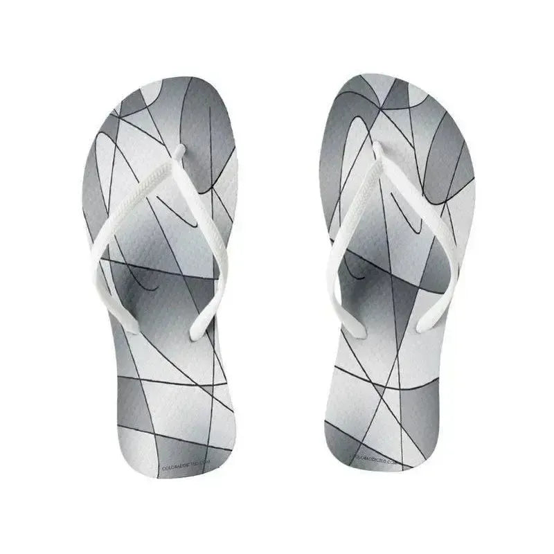 Flip Flops-ABSTRACT CURVES #2 Slim-Strap Flip Flops-Grays-from COLORADDICTED.COM-