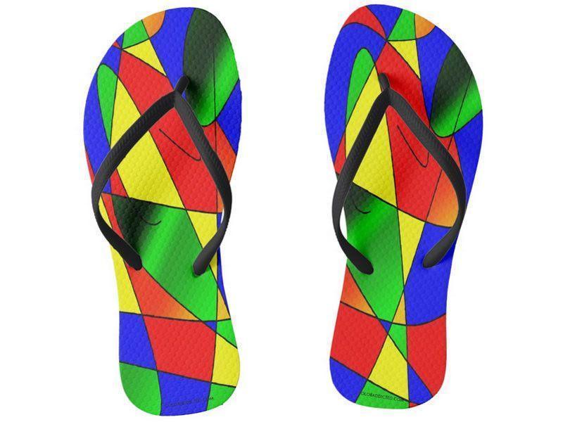 Flip Flops-ABSTRACT CURVES #2 Slim-Strap Flip Flops-Multicolor Bright-from COLORADDICTED.COM-