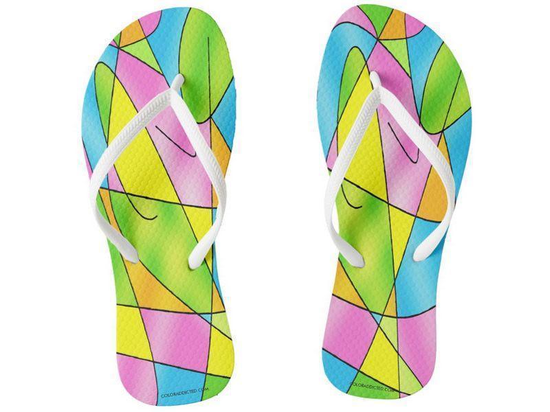 Flip Flops-ABSTRACT CURVES #2 Slim-Strap Flip Flops-Multicolor Light-from COLORADDICTED.COM-