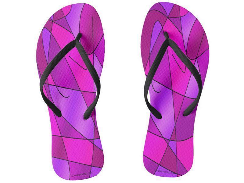 Flip Flops-ABSTRACT CURVES #2 Slim-Strap Flip Flops-Purples &amp; Violets &amp; Fuchsias &amp; Magentas-from COLORADDICTED.COM-