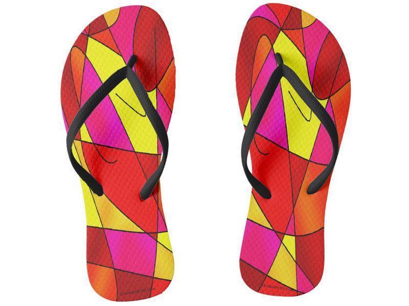 Flip Flops-ABSTRACT CURVES #2 Slim-Strap Flip Flops-Reds &amp; Oranges &amp; Yellows &amp; Fuchsias-from COLORADDICTED.COM-