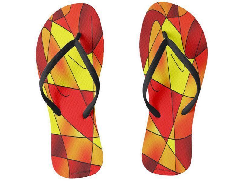Flip Flops-ABSTRACT CURVES #2 Slim-Strap Flip Flops-Reds &amp; Oranges &amp; Yellows-from COLORADDICTED.COM-