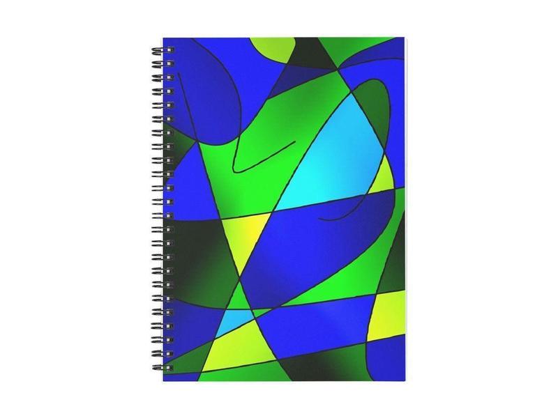 Spiral Notebooks-ABSTRACT CURVES #2 Spiral Notebooks-Blues &amp; Greens-from COLORADDICTED.COM-