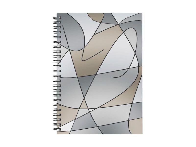 Spiral Notebooks-ABSTRACT CURVES #2 Spiral Notebooks-Grays &amp; Beiges-from COLORADDICTED.COM-