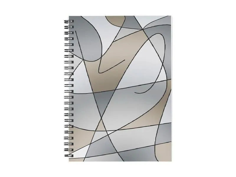 Spiral Notebooks-ABSTRACT CURVES #2 Spiral Notebooks-Grays & Beiges-from COLORADDICTED.COM-