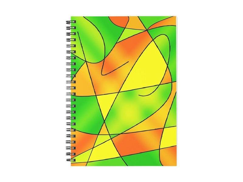 Spiral Notebooks-ABSTRACT CURVES #2 Spiral Notebooks-Greens &amp; Oranges &amp; Yellows-from COLORADDICTED.COM-