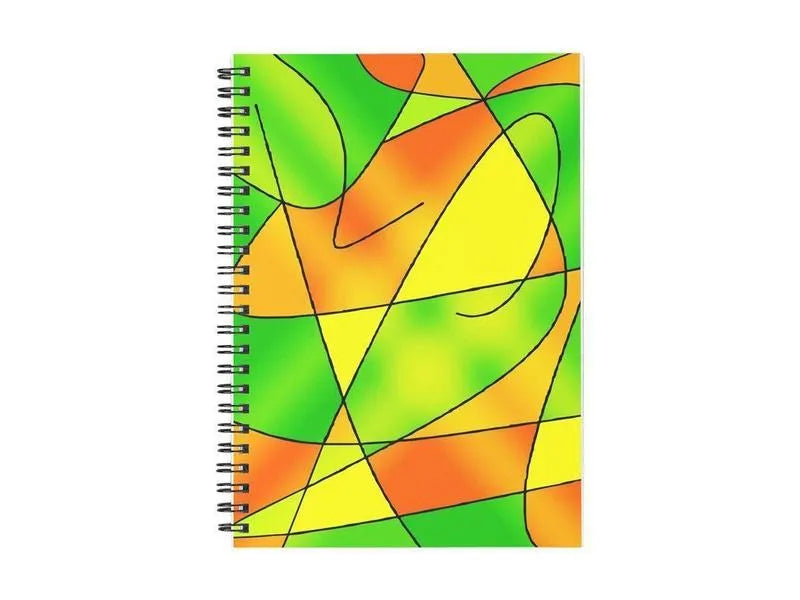 Spiral Notebooks-ABSTRACT CURVES #2 Spiral Notebooks-Greens & Oranges & Yellows-from COLORADDICTED.COM-