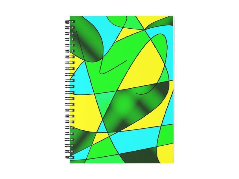 Spiral Notebooks-ABSTRACT CURVES #2 Spiral Notebooks-Greens &amp; Yellows &amp; Light Blues-from COLORADDICTED.COM-