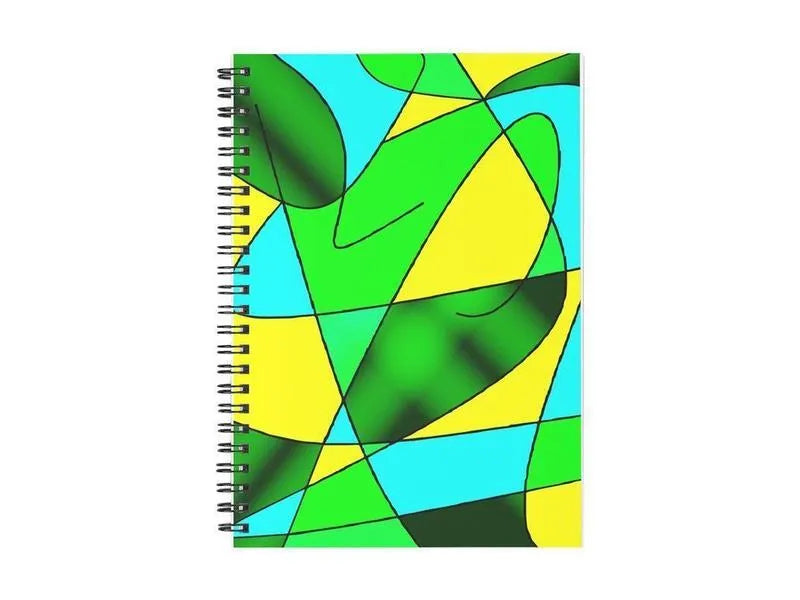 Spiral Notebooks-ABSTRACT CURVES #2 Spiral Notebooks-Greens & Yellows & Light Blues-from COLORADDICTED.COM-