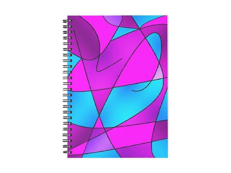 Spiral Notebooks-ABSTRACT CURVES #2 Spiral Notebooks-Purples &amp; Violets &amp; Fuchsias &amp; Turquoises-from COLORADDICTED.COM-