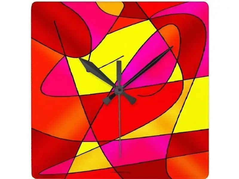 Wall Clocks-ABSTRACT CURVES #2 Square Wall Clocks-from COLORADDICTED.COM-
