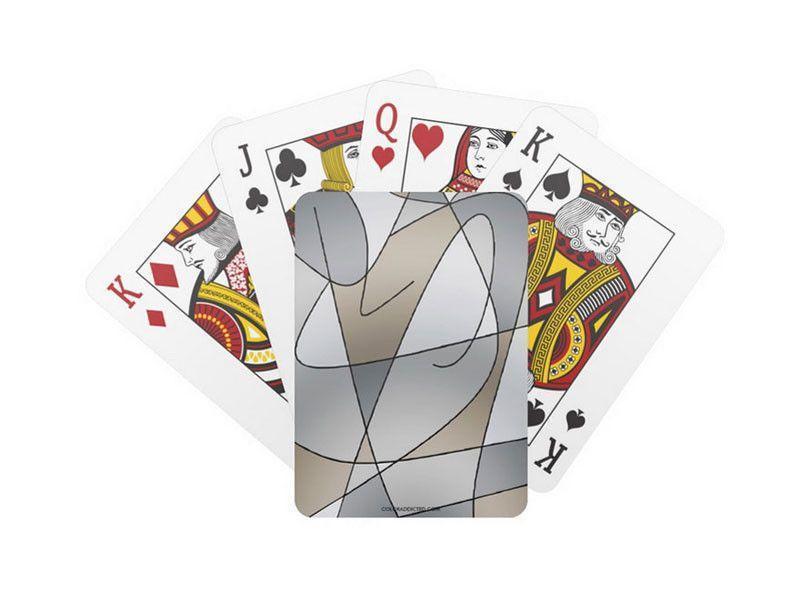Playing Cards-ABSTRACT CURVES #2 Standard Playing Cards-Grays &amp; Beiges-from COLORADDICTED.COM-