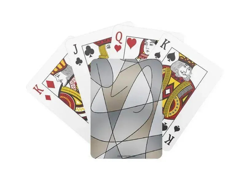 Playing Cards-ABSTRACT CURVES #2 Standard Playing Cards-Grays & Beiges-from COLORADDICTED.COM-
