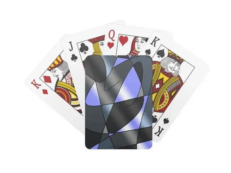 Playing Cards-ABSTRACT CURVES #2 Standard Playing Cards-Grays & Light Blues-from COLORADDICTED.COM-