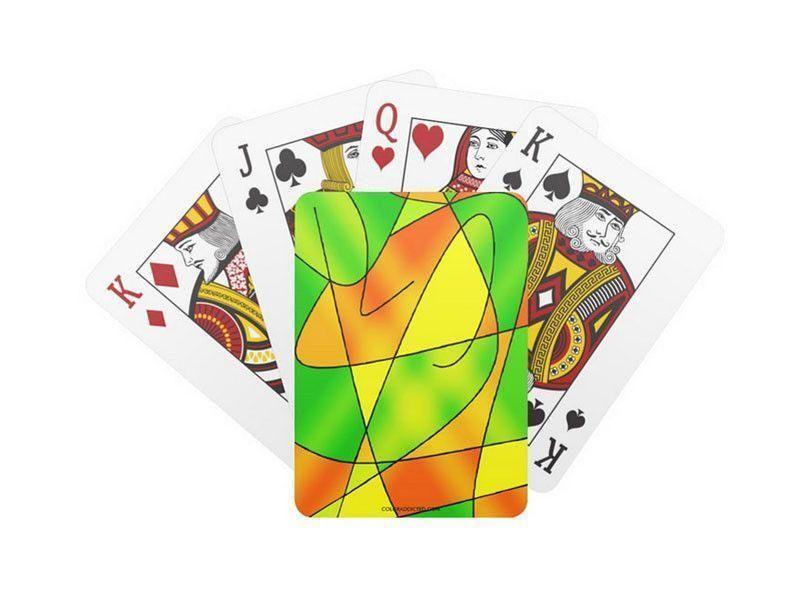 Playing Cards-ABSTRACT CURVES #2 Standard Playing Cards-Greens &amp; Oranges &amp; Yellows-from COLORADDICTED.COM-
