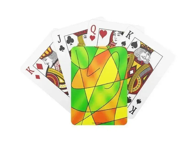 Playing Cards-ABSTRACT CURVES #2 Standard Playing Cards-Greens & Oranges & Yellows-from COLORADDICTED.COM-