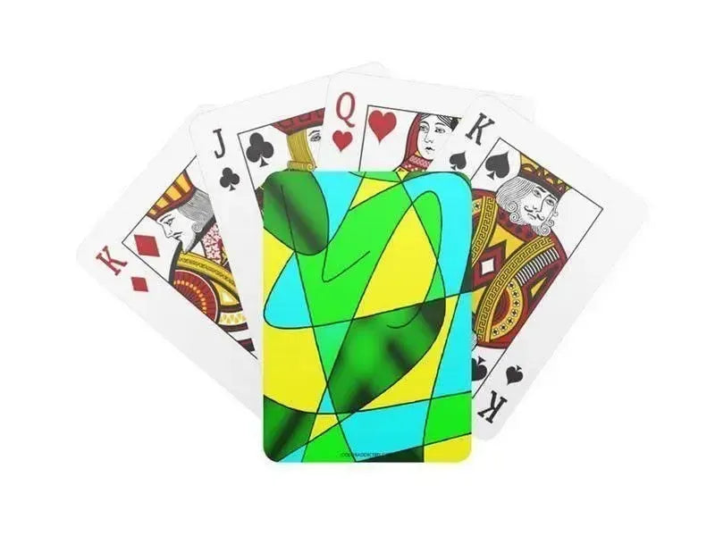 Playing Cards-ABSTRACT CURVES #2 Standard Playing Cards-Greens & Yellows & Light Blues-from COLORADDICTED.COM-