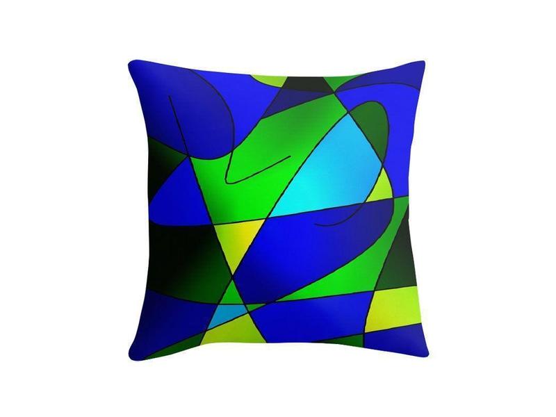Throw Pillows &amp; Throw Pillow Cases-ABSTRACT CURVES #2 Throw Pillows &amp; Throw Pillow Cases-Blues &amp; Greens-from COLORADDICTED.COM-