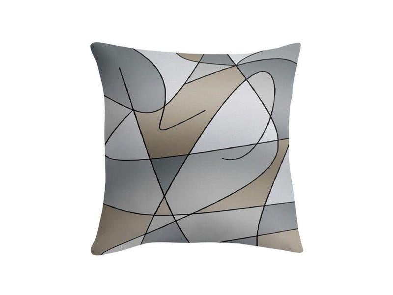 Throw Pillows &amp; Throw Pillow Cases-ABSTRACT CURVES #2 Throw Pillows &amp; Throw Pillow Cases-Grays &amp; Beiges-from COLORADDICTED.COM-