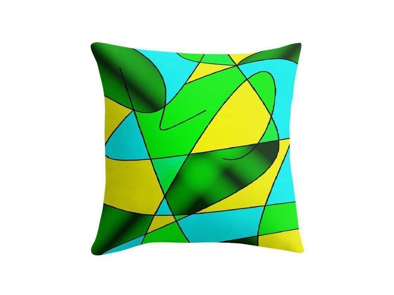 Throw Pillows &amp; Throw Pillow Cases-ABSTRACT CURVES #2 Throw Pillows &amp; Throw Pillow Cases-Greens &amp; Yellows &amp; Light Blues-from COLORADDICTED.COM-