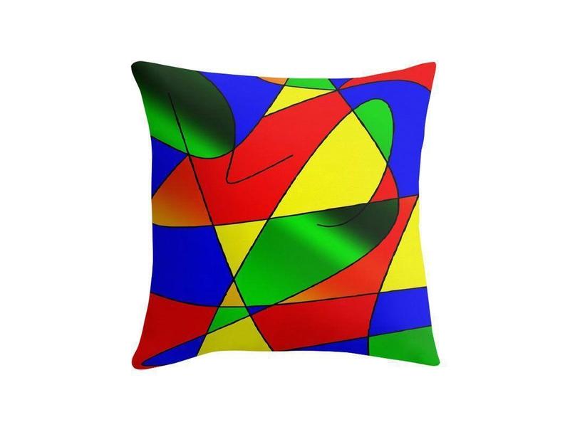Throw Pillows &amp; Throw Pillow Cases-ABSTRACT CURVES #2 Throw Pillows &amp; Throw Pillow Cases-Multicolor Bright-from COLORADDICTED.COM-