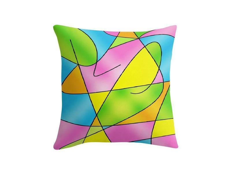 Throw Pillows &amp; Throw Pillow Cases-ABSTRACT CURVES #2 Throw Pillows &amp; Throw Pillow Cases-Multicolor Light-from COLORADDICTED.COM-