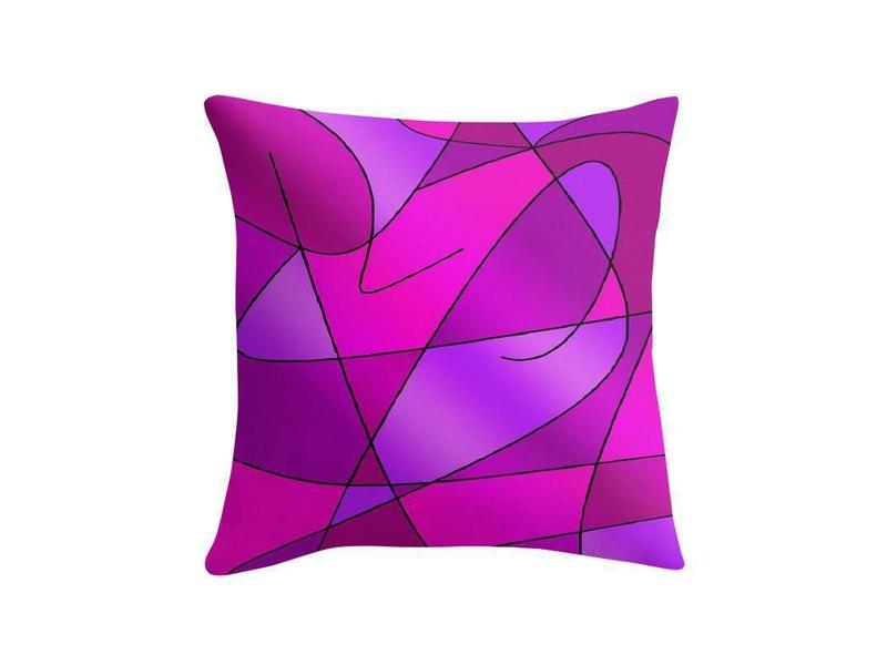 Throw Pillows &amp; Throw Pillow Cases-ABSTRACT CURVES #2 Throw Pillows &amp; Throw Pillow Cases-Purples &amp; Violets &amp; Fuchsias &amp; Magentas-from COLORADDICTED.COM-