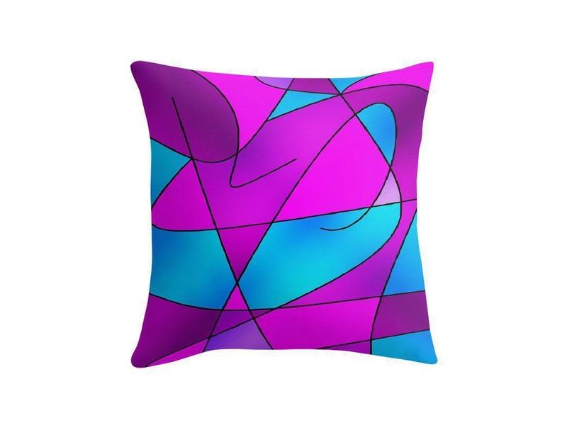Throw Pillows &amp; Throw Pillow Cases-ABSTRACT CURVES #2 Throw Pillows &amp; Throw Pillow Cases-Purples &amp; Violets &amp; Fuchsias &amp; Turquoises-from COLORADDICTED.COM-