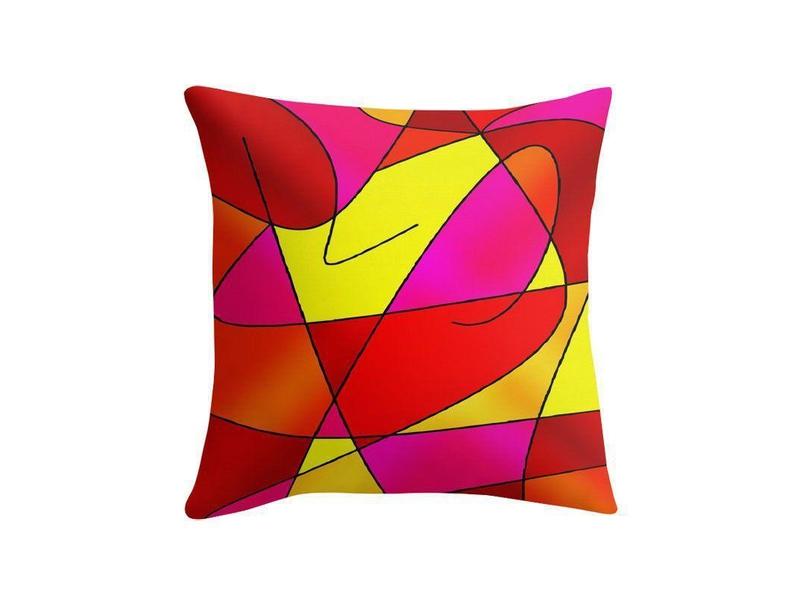 Throw Pillows &amp; Throw Pillow Cases-ABSTRACT CURVES #2 Throw Pillows &amp; Throw Pillow Cases-Reds &amp; Oranges &amp; Yellows &amp; Fuchsias-from COLORADDICTED.COM-