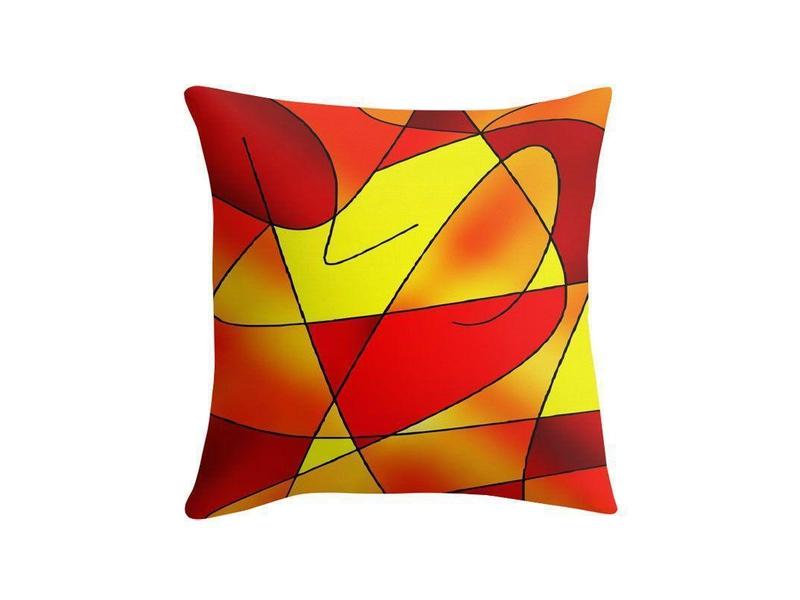 Throw Pillows &amp; Throw Pillow Cases-ABSTRACT CURVES #2 Throw Pillows &amp; Throw Pillow Cases-Reds &amp; Oranges &amp; Yellows-from COLORADDICTED.COM-